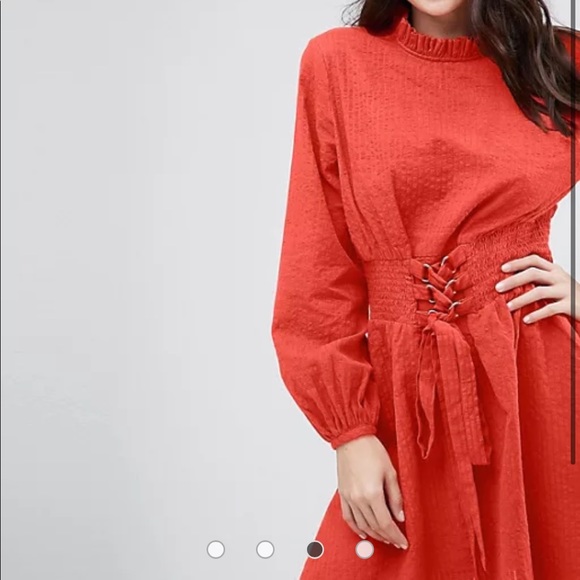 ASOS Mini Dress in Grid Texture with Shirred Waist - Picture 3 of 3